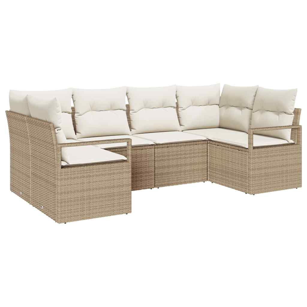 Garten-Sofa-Set mit Kissen mit Speicher 6 pcs Beige und Creme